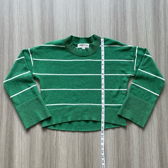 Hippie Rose Striped Crew Neck Cropped Sweater Green S - Picture 4 of 9